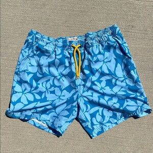 J. Crew Blue and Yellow Quick-Dry Swim Trunks